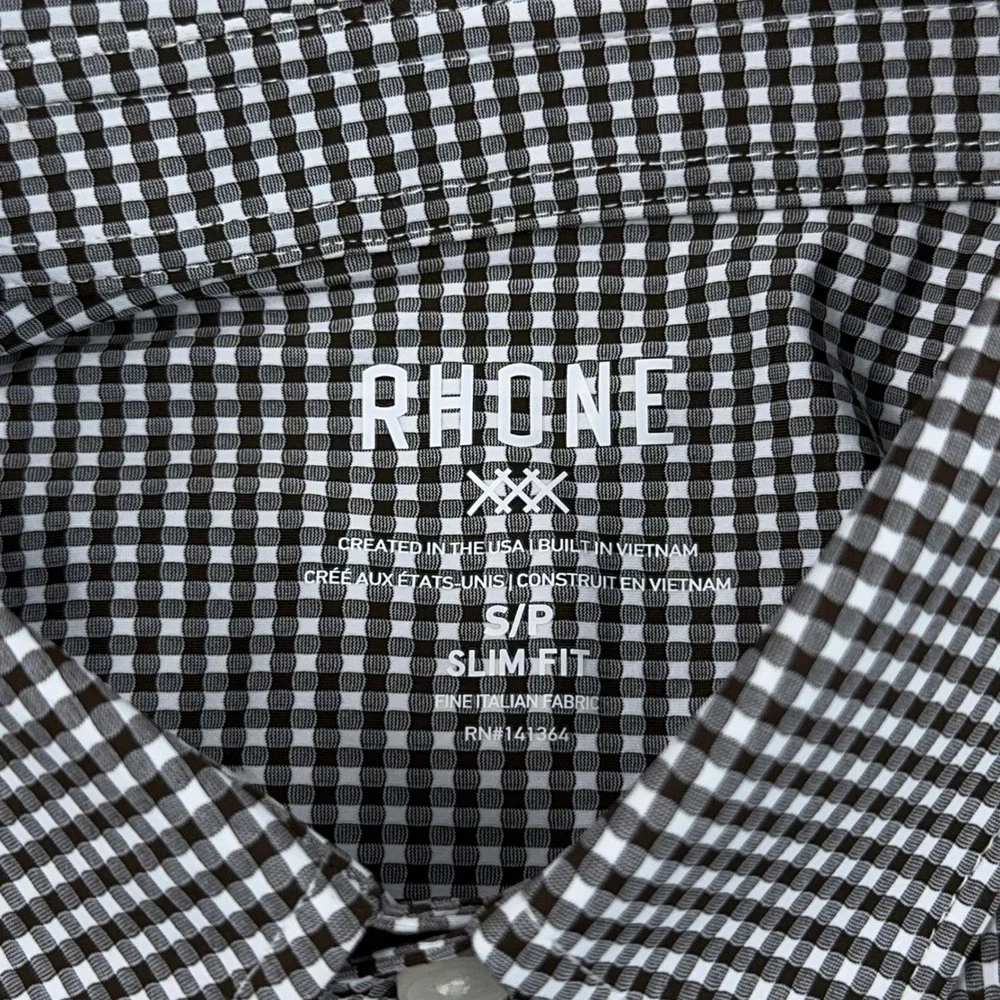 NEW Rhone‎ Commuter Shirt Slim Fit Men's Small Orso Brown Check Gingham Stretch